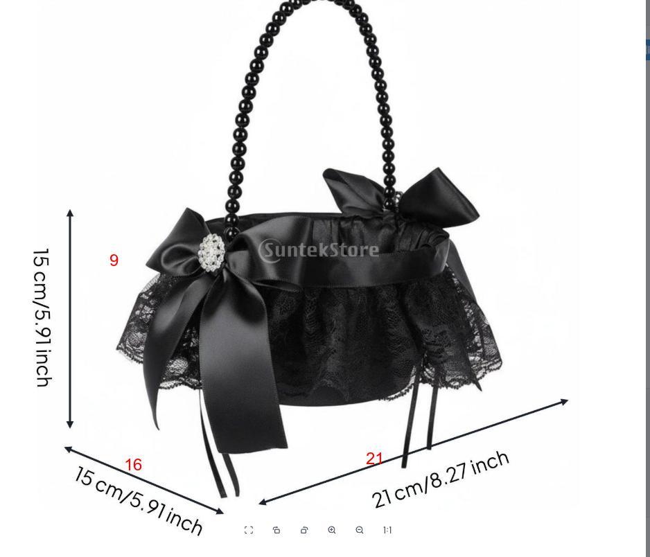 Black Flower Girl Basket Elegant Design Gothic Lace Wedding Lightweight