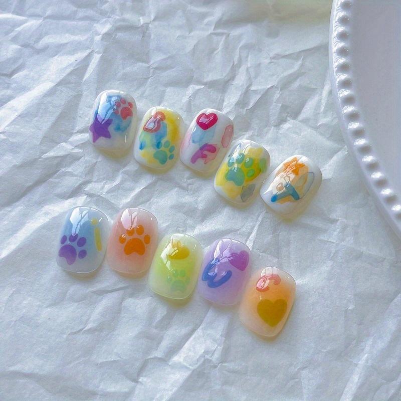 3D Nail Stickers, Five-Pointed Star Heart Jelly Colored Stars, Hearts, Letters, Cat Claw Nail Decoration Stickers