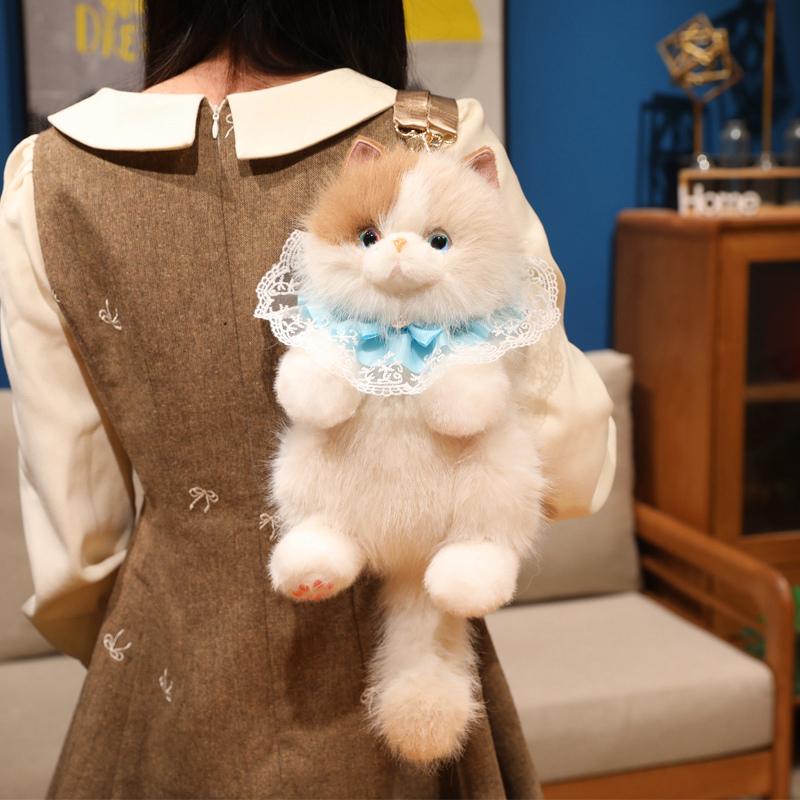 Süße Ragdoll Katze Rucksäcke Stofftier Pudel Tasche Mädchen Schultertaschen Plüsch Schüler Schultaschen Rucksack Kätzchen Spielzeug