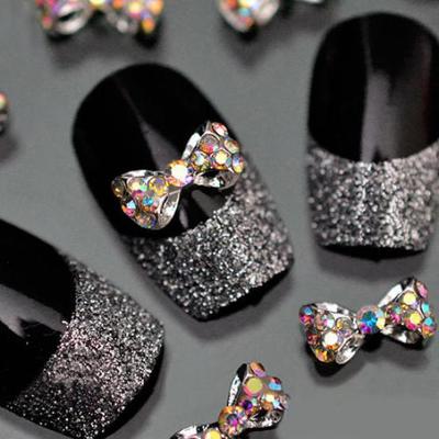 10pcs Nail Art Tips Stickers Decor Bowknot Alloy Jewelry Multicolor Glitter Rhinestone