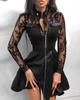 2023 Autumn/Winter Women's PU Leather Waist Dress: European & American Fashion