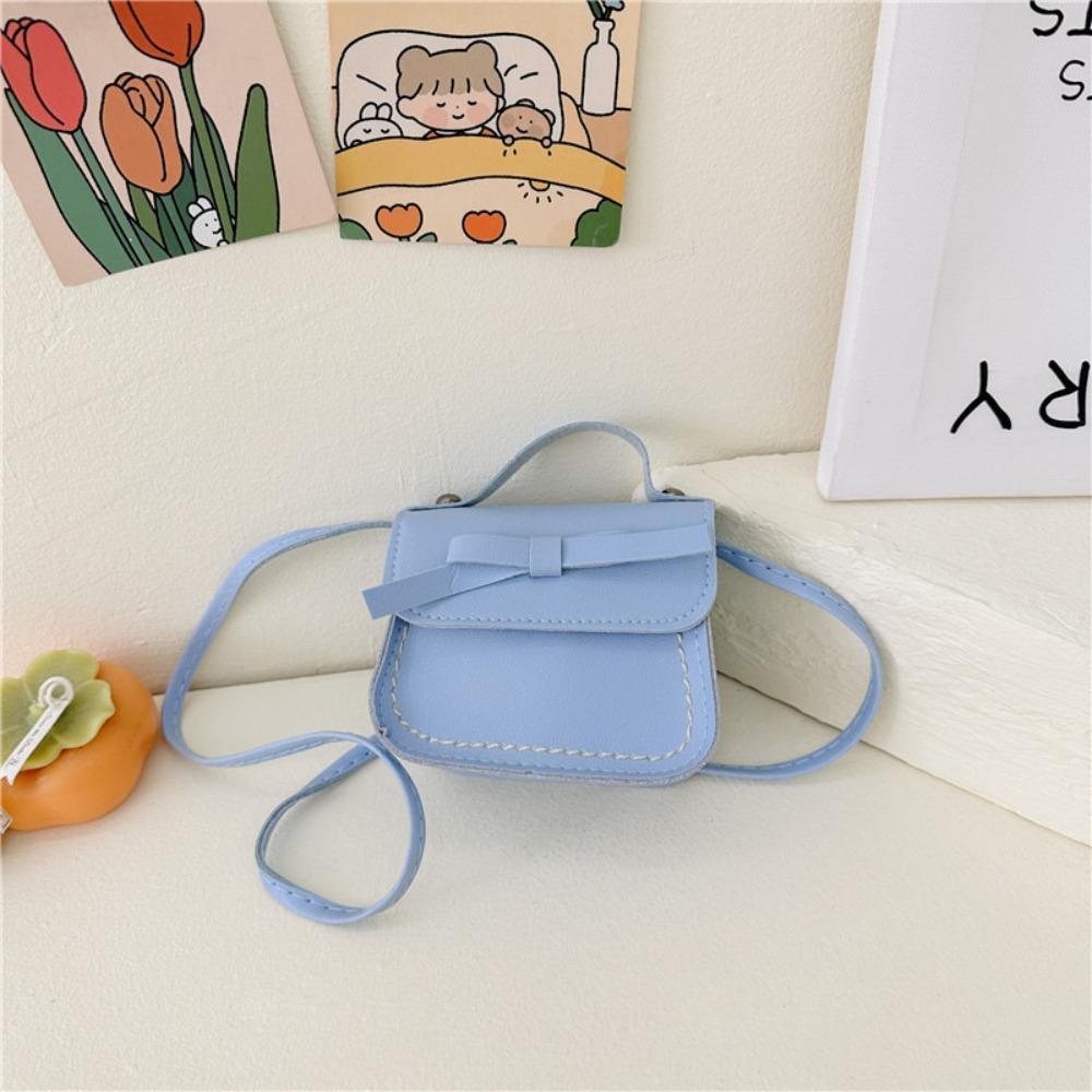 Solid Color Bow Shoulder Bag Handbag Children Small Bag Cute Bow Crossbody Bag  Gift