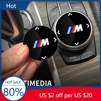 New Multimedia Knob Button Cover Interior Sticker For M Performance M2 M3 M4 M5 M6 1 2 3 4 5 7 Series X4 X5 X7 F10 E39