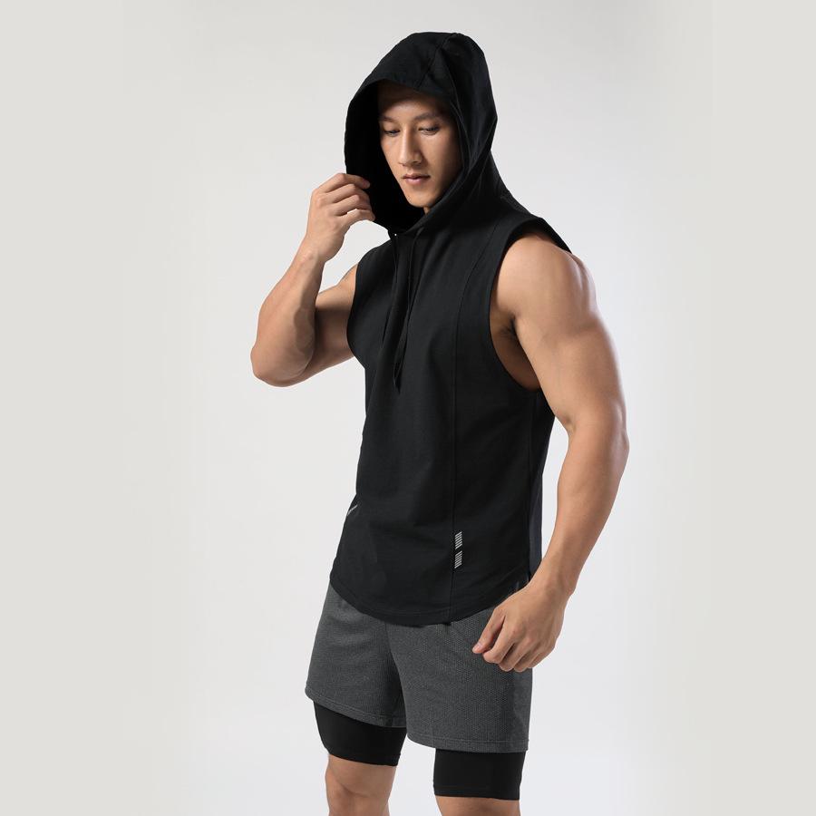 Men's Quick-Dry Hooded Sleeveless T-Shirt for Fitness and Boxing