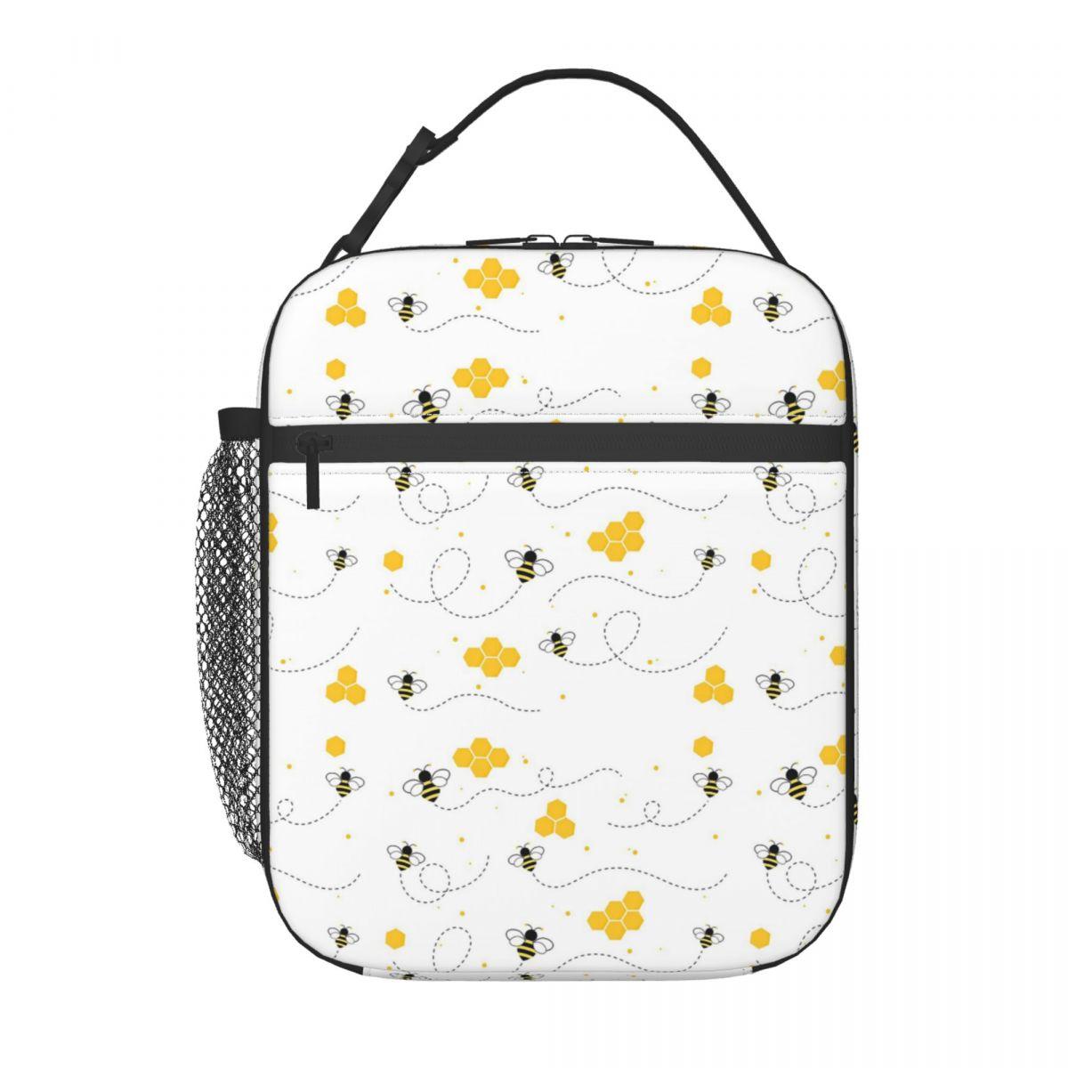 

Bees Collect Honey Pattern Insulated Lunch Bag for Women Kids Portable Food Boxes Thermal Lunch Box Tote One Size