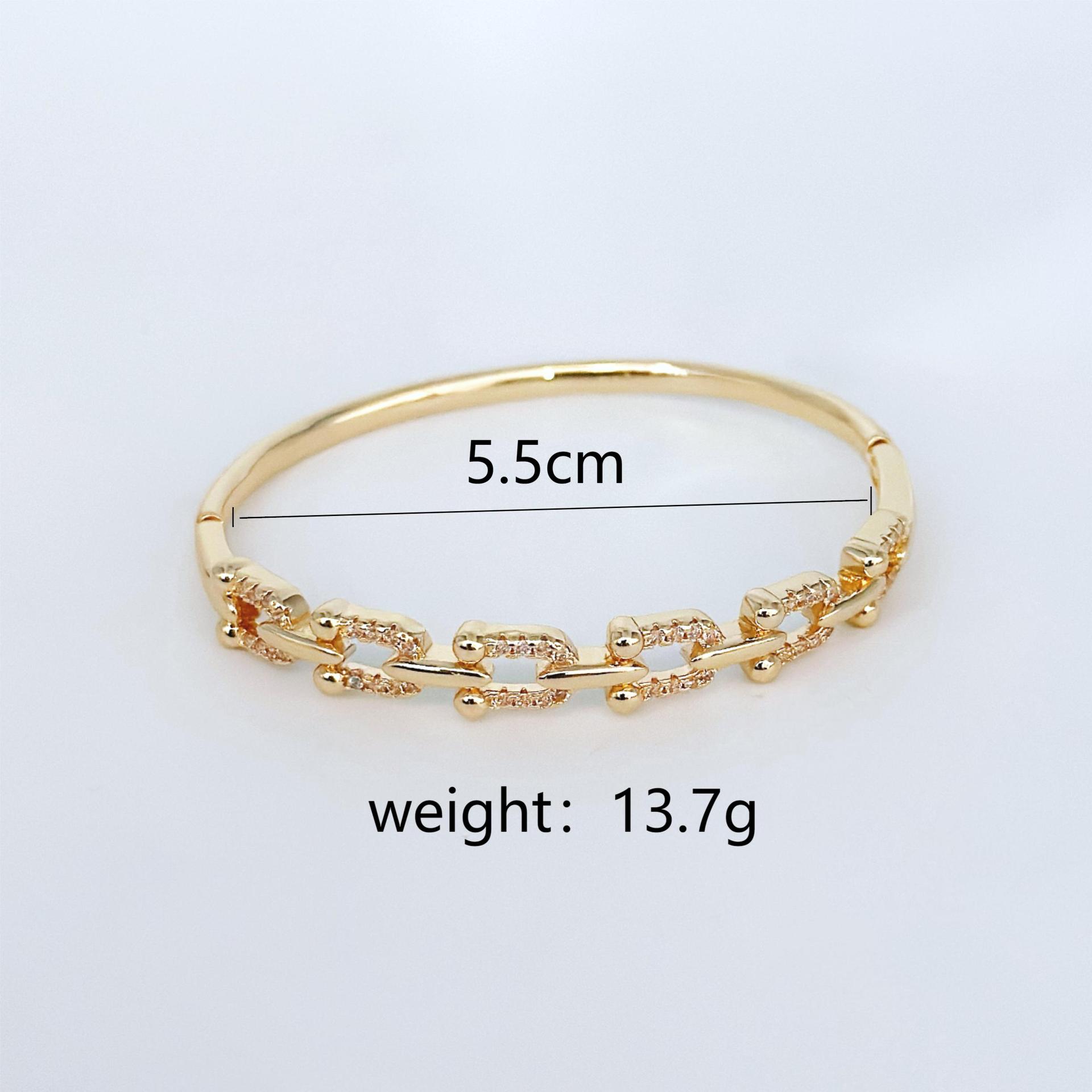 

Золотой браслет-подкова премиум-класса, модный браслет-подкова из золота и циркония, кубинские ювелирные изделия