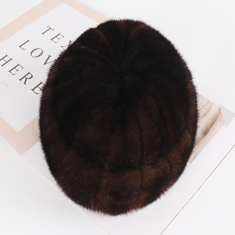 New Winter Men Luxury Real Mink Fur Hat Natural Warm Mink Fur Cap Russian Male Outdoor Genuine Real Mink Fur Fedoras Hats