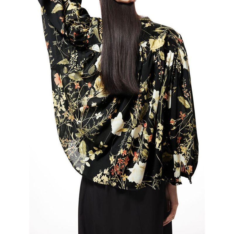 Export Single H Home Fashion Loose Cool Lantern Long Sleeve Breasted Exquisite Print Elegant Elegance Shirt Tops Women