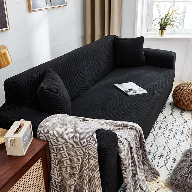 Sofa Cover Fully Wrapped Solid Color Elastic Sofa Cushion Thick Corn Fleece Four Seasons Universal Living Room Corner Cushion for Home
