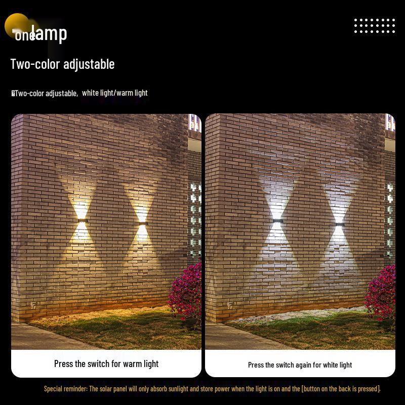 Super Bright Solar Dual-Directional Wall Washer Light - Waterproof Outdoor Villa Courtyard Decorative Spotlight
