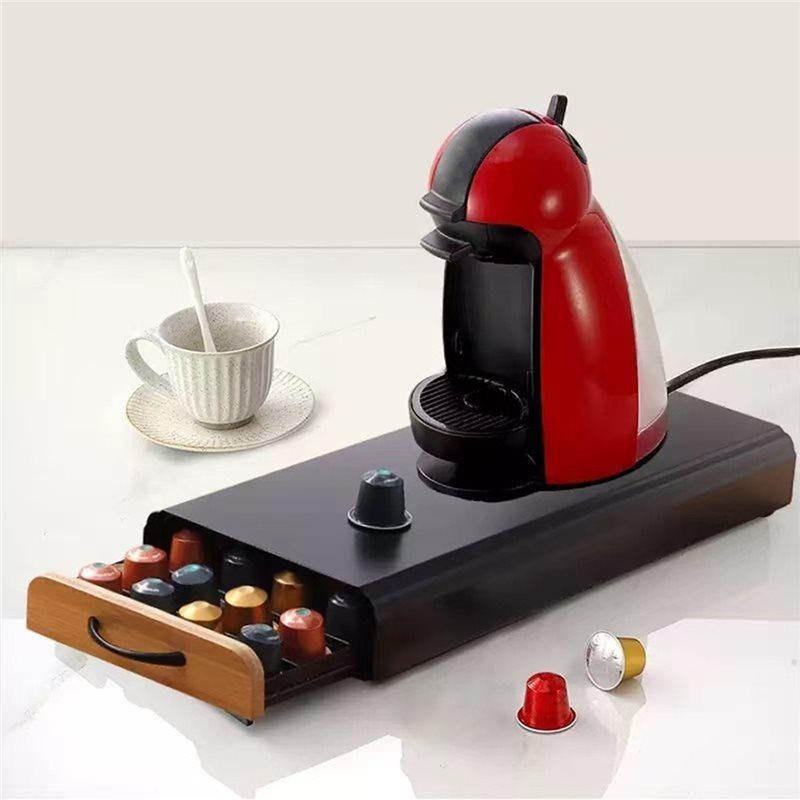 Coffee Shelves 40 Pods Storage Rack Large Capacity Coffee Capsule Drawer Organizer Dustproof Coffee Pod Storage Box