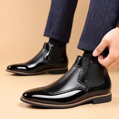 Stivali Bassi da Uomo in Pelle Color-block Scarpe Comode da Lavoro Stivali da Moto Taglie Forti 38-48 Stivaletti Chelsea da Uomo
