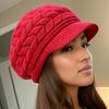 Retro Women'S Winter Warm Knitted Cap, Cold Weather Running, Camping, Walking Fashionable Skiing Cap With Sun Hat