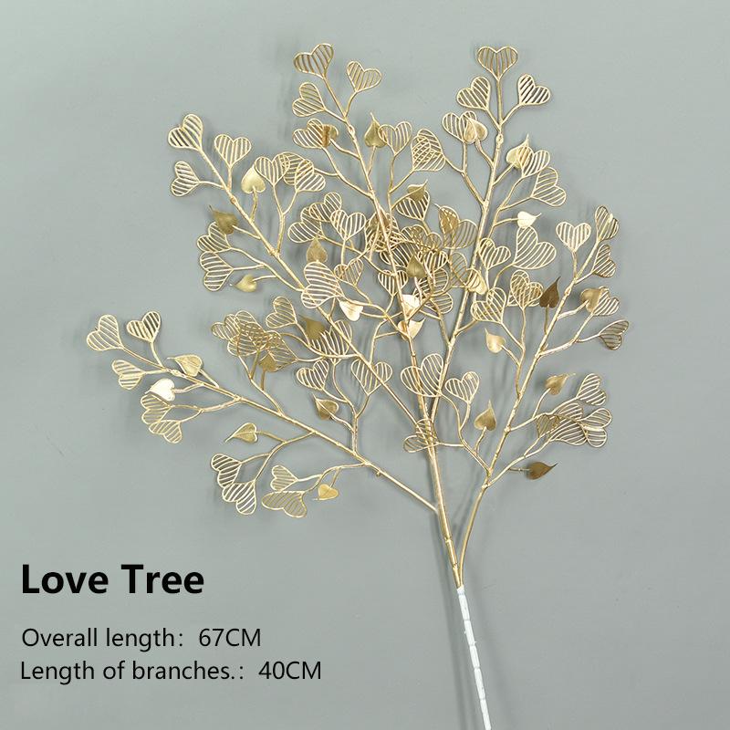 Artificial Flowers for Golden Leaves Grass PE DIY Indoor Outdoor Home Garden Party Room Bedroom Wedding Table Centerpiece Decor