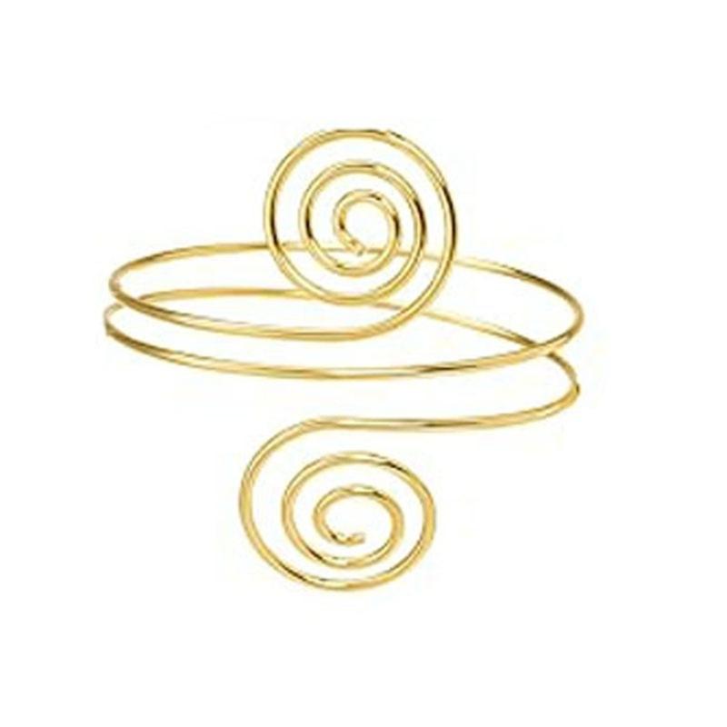 Assorted Open Cuff Bracelet Set, 8 Metal Arm and Wrist Accessories with Mixed Leaf, Wire and Chain Design Details