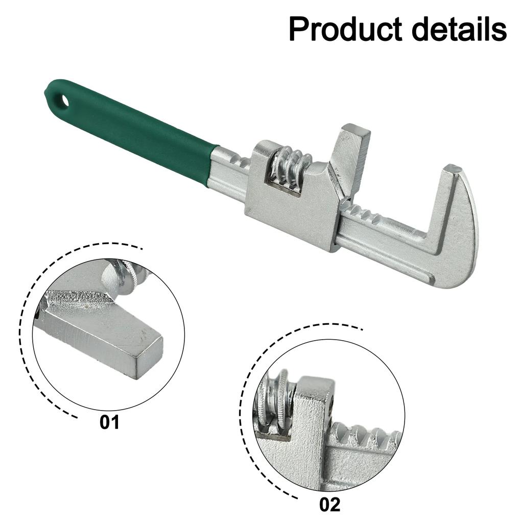 Bathroom Wrench Adjustable Wrench Bathroom Fixtures 9.8 Cm Opening Width Anti-slip Handle Chrome Vanadium Steel