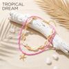 Boho Gold Color Starfish Shell Pendant Necklace for Women Double Layer Rice Beads Sea Shell Choker Summer Beach Party Jewelry