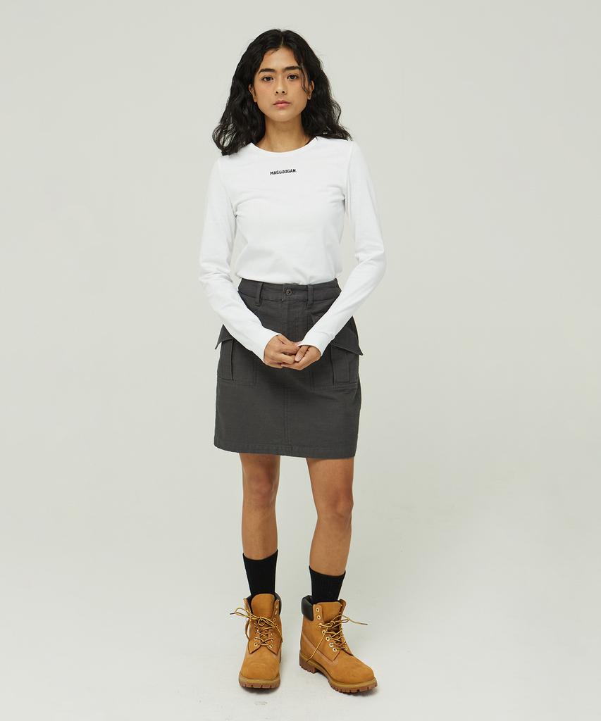 MAGOODGAN Jupes 4963 Cargo Satin Cotton Grey Skirt