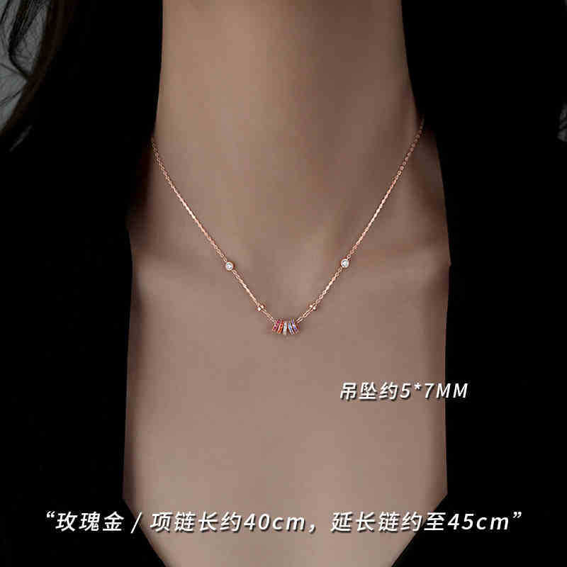 

S925 Silver Rainbow Ring Necklace Women s Light Luxury 2025 New Running Color Diamond Pendant Neck Chain Premium Sense Clavicle Chain 925 silver