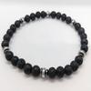 Mens Beaded Black Onyx And Green Plated Hematite Spacers With Wooden Beads 6mm Matte Mat Black Bracelet