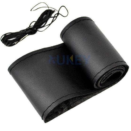 Schwarz / Rot / Blau / Grau DIY PU Leder Auto Lenkradbezug mit Nadel und Faden Atmungsaktiv Anti Rutsch Universal