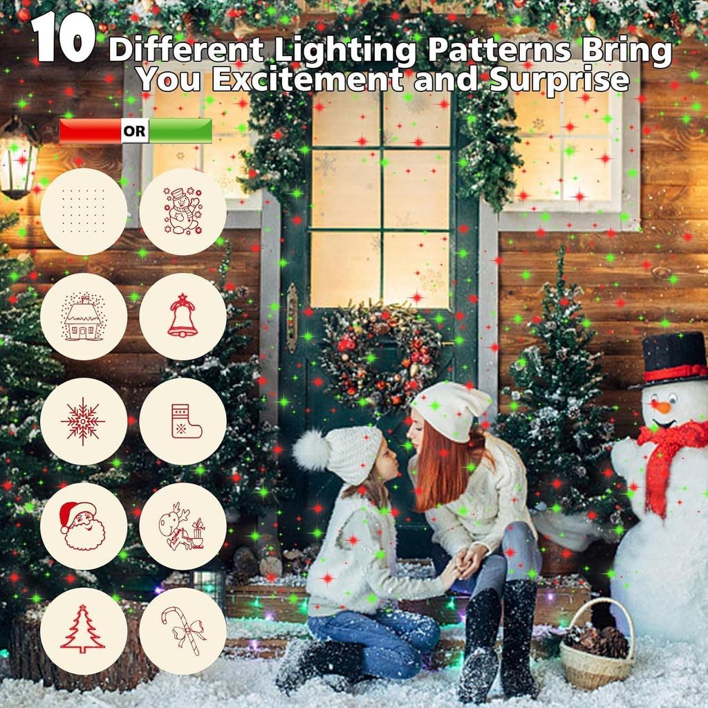 Christmas Projector Lights Outdoor, Waterproof Christmas Decorations Led Lights Projector with Remote Control Timer Indoor Firefly Lights for Xmas