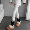 2pairs American Retro Cashmere Color Blocking Long Sock Winter Warm Knitted Leg Warmers for Women Lolita JK Boot Cover Stockings