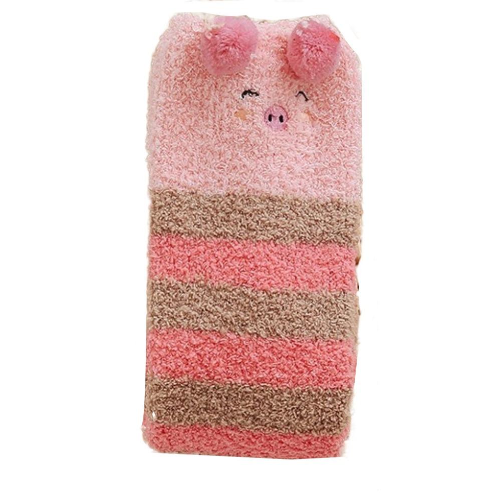 Cartoon Kälbchen Schnee Socken Gestreifte Winterstrümpfe Damen Korallenfleece Strümpfe Kinder Strumpf