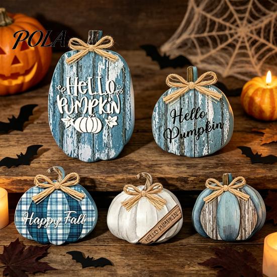 Party Decorations 5Pcs Fall Wooden Pumpkin Door Hanger for Front Door, Rustic Decorative Decor Farmhouse Welcome Sign Autumn Thanksgiving Wall Porch