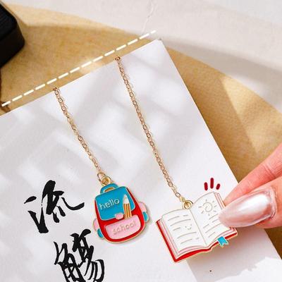 Customizable Metal Bookmark School Bag Pendant Anti-Rust Page Marker for Student Teacher School Office Souvenir Gift