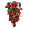 Christmas Decoration Webbing Bells Upside Down Tree Wreath Door Hanging Christmas Bow Pinecone Rattan Hanging Decoration