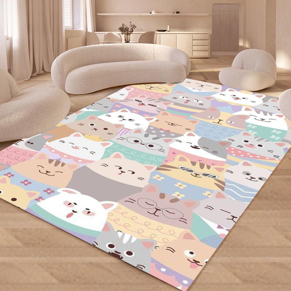 Cartoon Cat Carpet Mat Rug Cute Kitten Design Home Decoration Floor Mat for Living Room Bedroom Decor Living Room Decoration