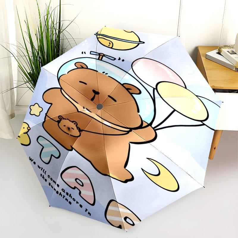Space Bear Dreams Folding umbrella 8 paraphenoid bones Portable Sun umbrella Umbrella Three folds