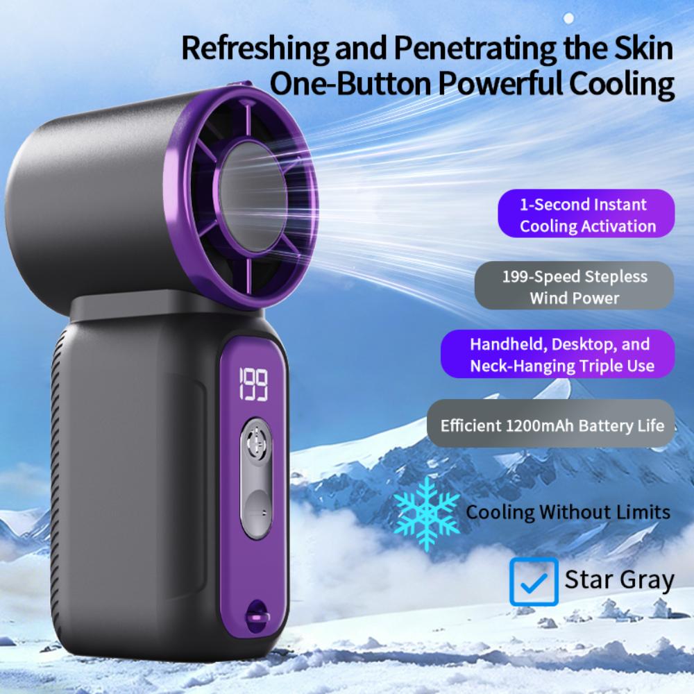 Powerful Wind Super Mini Handheld Fan USB Rechargeable Turbo Fan New Handheld Turbo Fan  Summer серый