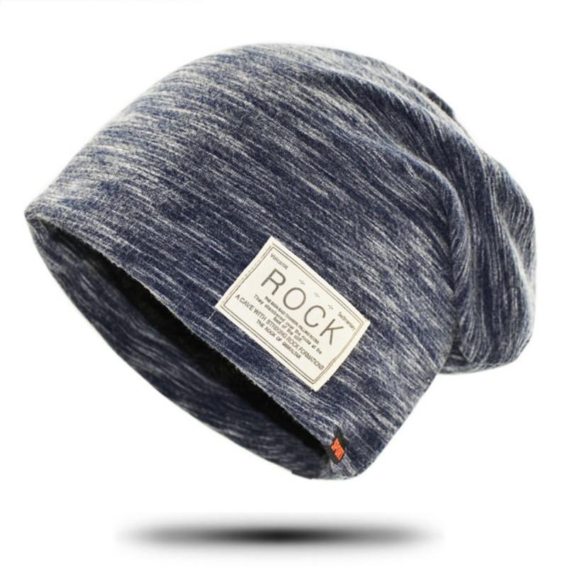 Unisex Cotton Beanie Hat Winter Warmth Soft Knit Slouchy Cap With Letter Print