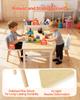 Kids Art Table and Chair Set, Toddler Craft Table with 3 Tiers Storage Cabinet, Wooden Kids Activity Play Desk with 2 Chairs, Art Craft Play Desk for