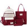 New Contrast Colors College Junior High School Backpack Large Capacity Elementary School Four-piece School Bag Commuter Light Backpack