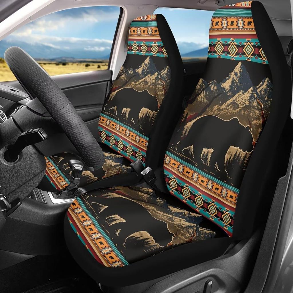 Bulopur Halloween Spider Web Print Front Seat Cover Sets 2 Pack, Car Universal Accessories Interior Decor for Men, Auto Front Seat Covers