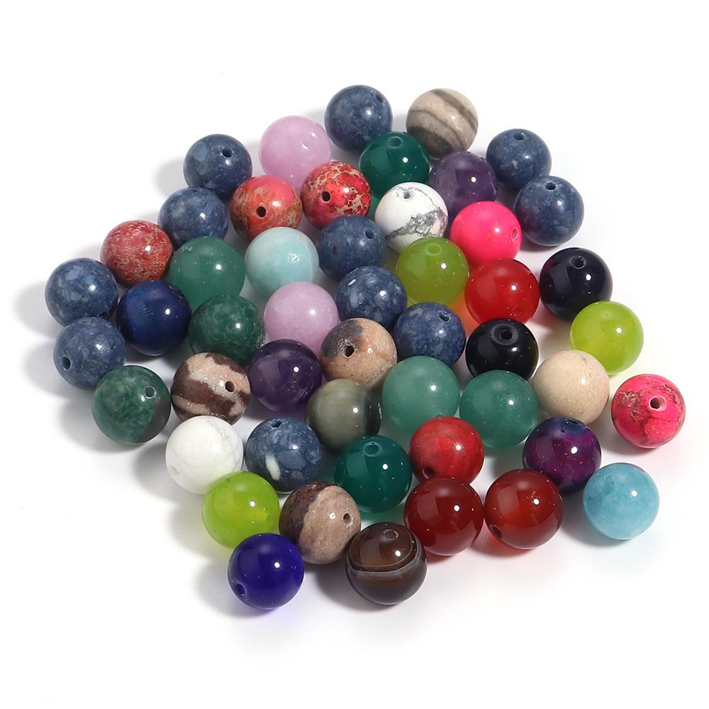 20-100pcs 4 6 8 10 12 14mm Natural Stone Beads Mixed Color Round Loose Beads For Jewelry Making DIY Necklace Bracelets Supplies