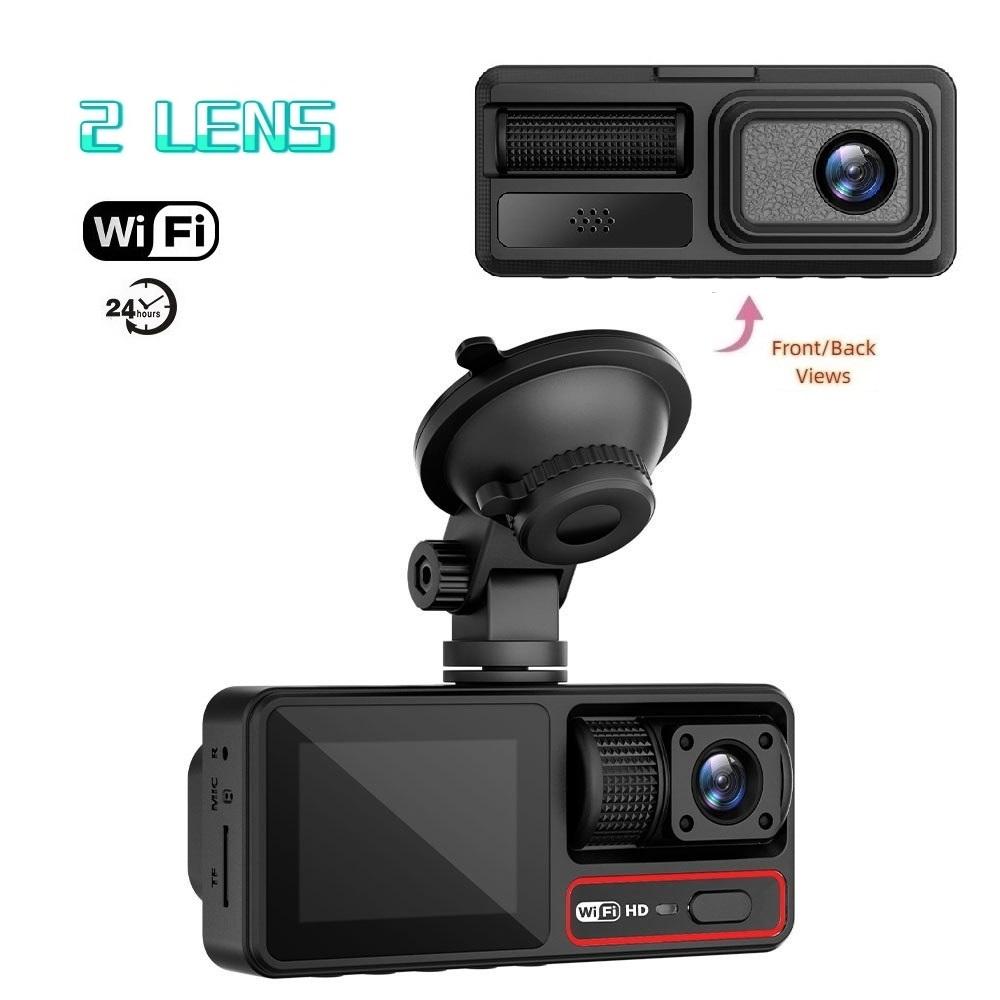 3-Lens Dash Cam, 3-Channel Recording, WiFi, HD, Phone Sync