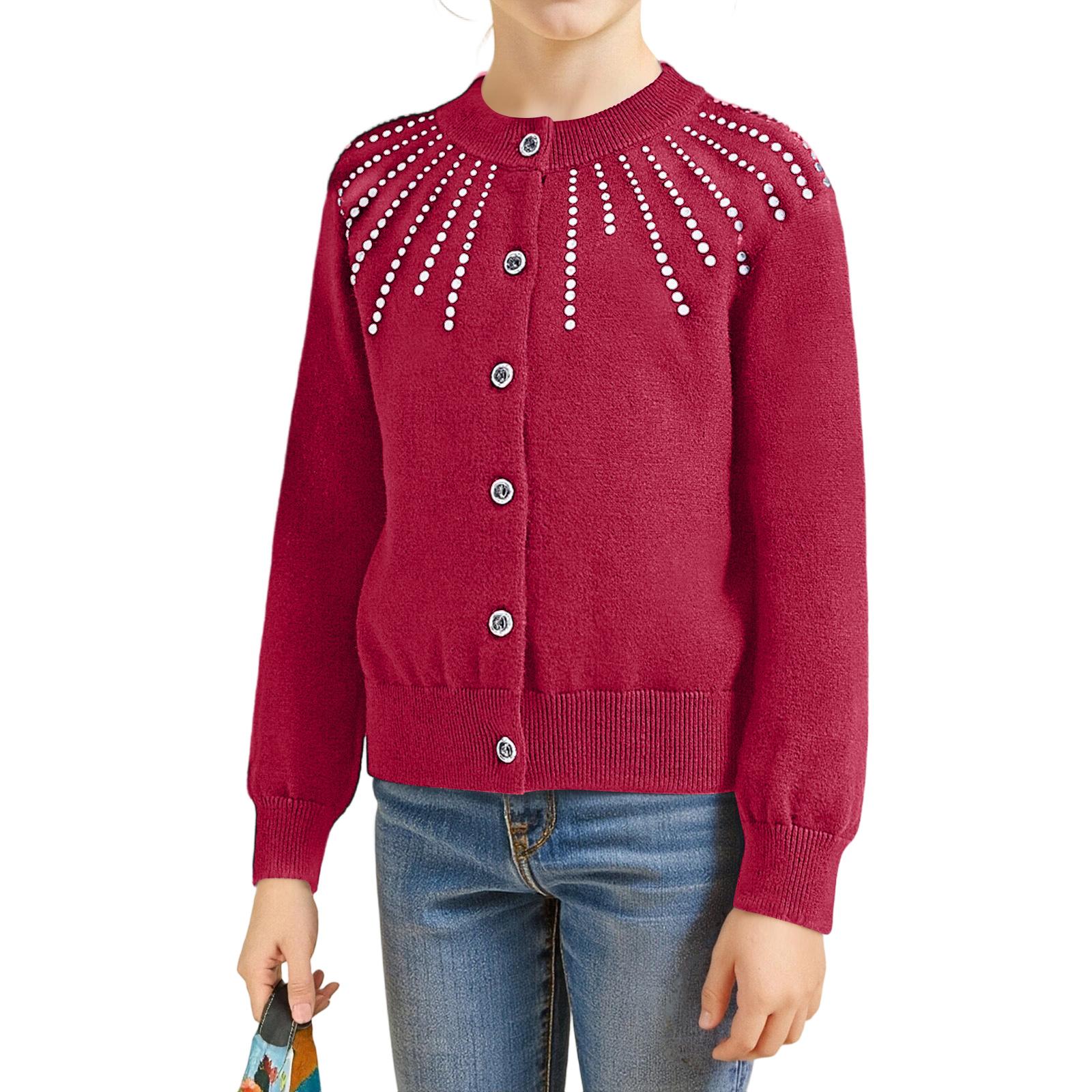 

Детская мода Повседневный кардиган Вязаный Топ с длинным рукавом 130 винный