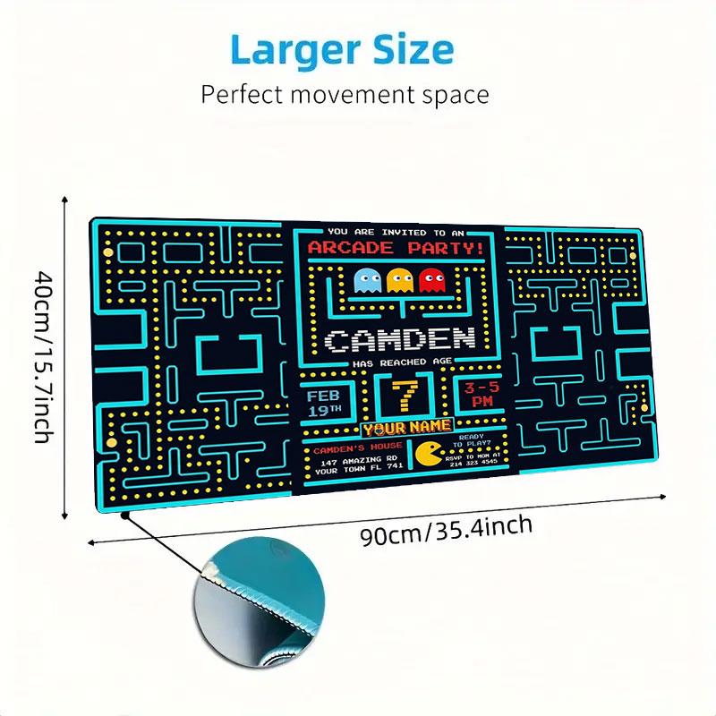 Pac-Man Custom Name Large Size Mouse Pad Large Gaming Table Cushion Non-slip Laptop Tablet Big Mousepad XXL Mat Mini PC Playmat With Lock Edge