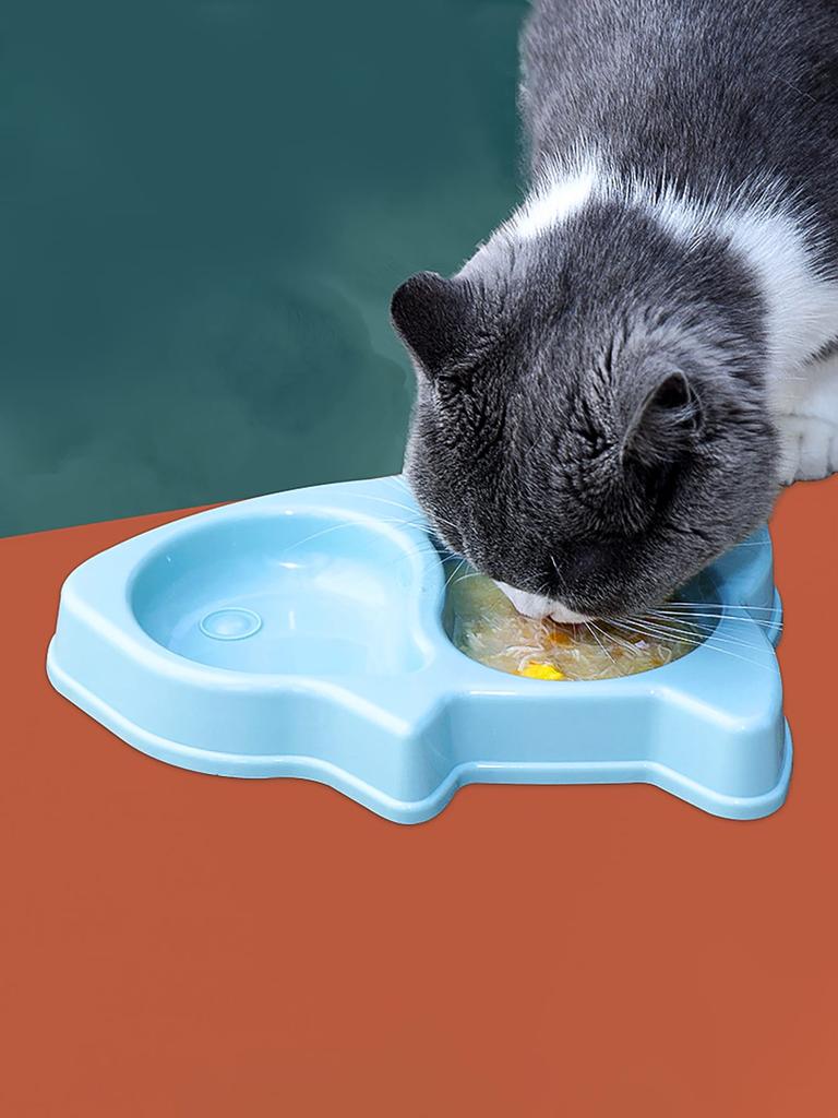 1 szt.-Miska na karmę dla zwierząt z miską z przegródką antypoślizgowa, miska do karmienia zwierząt odpowiednia dla małych i średnich psów i kotów