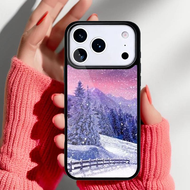 Landscape Winter Light Snow Phone Case for iPhone 17 16 15 14 13 Pro Max Back Cover for 12 11 Pro Coque