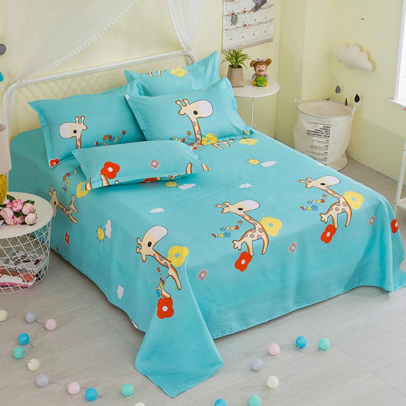 1pcs Dormitory Hotel Single Bed Sheets Elegant Geometry Printed Double Bed Sheets Cartoon Home Bedroom Decoration Supplies