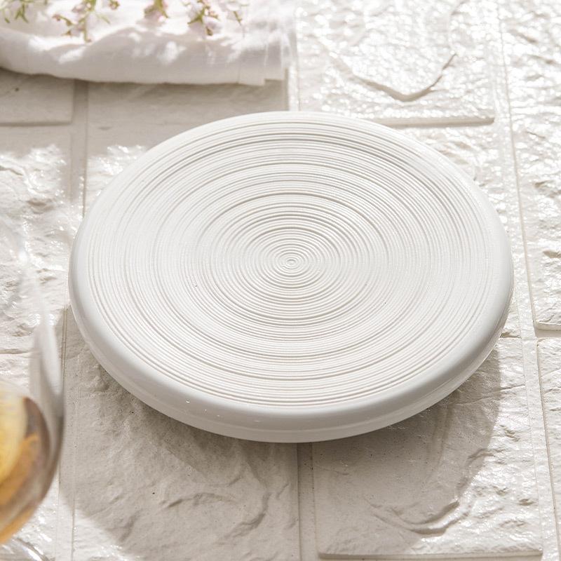 BR15cm White Double Layer Insulation Plate Serving Plate Ceramic Circular Appetizer Tableware Salmon Dish Restaurant TablewareEY