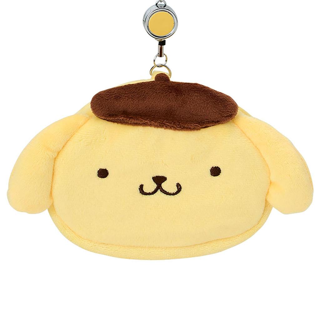 Pass Case and Pouch Pompompurin Polyester Pass Holder with Reel Small Item Storage Recommended for Ages 15 and Up 293831 [Sanrio] Face-shaped Cotton,