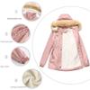 Women Autum Winter Thickened Lamb Fleece Loose Detachable Cap Drawstring Zipper Chic Jacket S-4XL