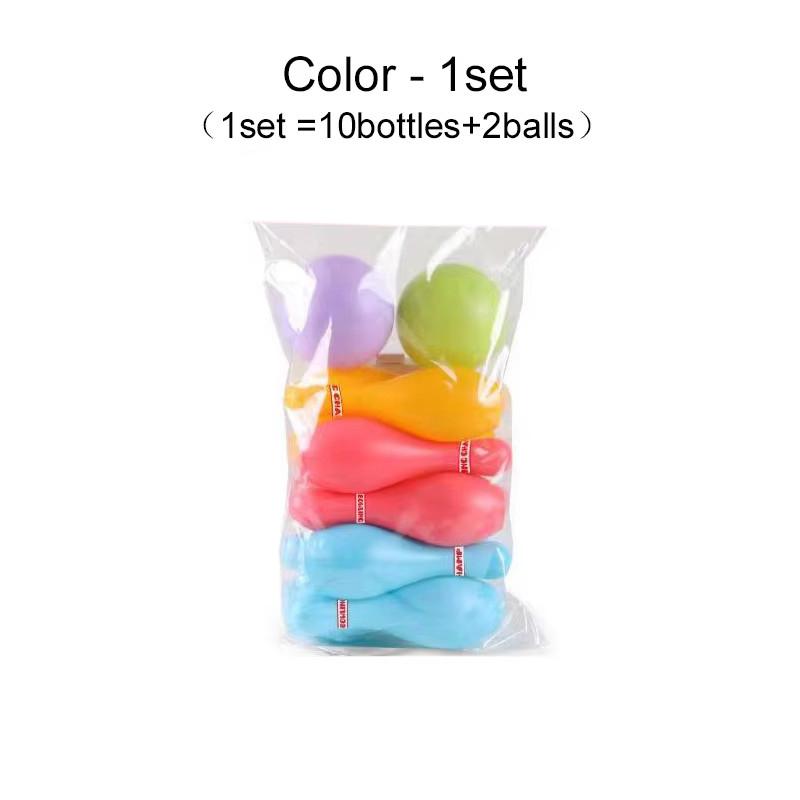 Mini Bowling Set Plastic Includes 10 Pins and 2 Balls Party Favors Indoor Sports Props Holiday Gathering Leisure Game TMZ