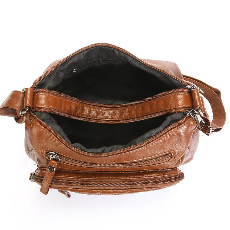 Geantă Moale din Piele cu Straturi Multiple Geantă de Umăr Crossbody pentru Femei Geantă pentru Mamă Geantă pentru Femei de Vârstă Mijlocie